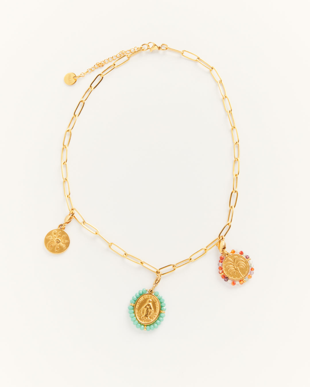 Golden chain necklace and beaded charms - Palas