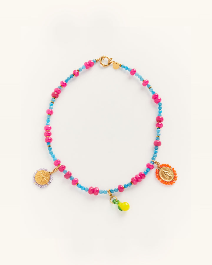 Colorful choker and delightful charms